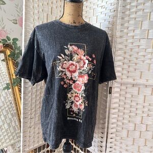 Floral Cross Romans 6:6 T-Shirt